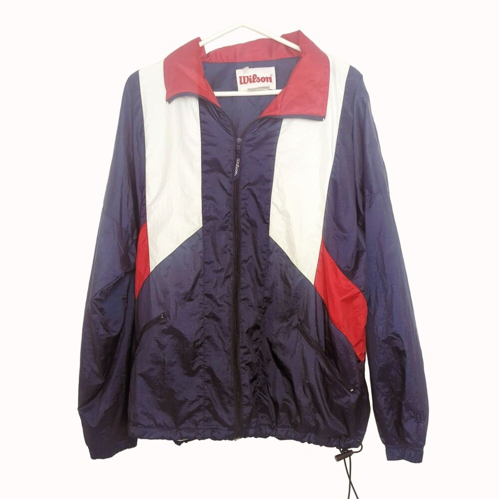 Vintage Wilson Windbreaker Jacket Large Navy/Red/White Nylon Y2K 90s